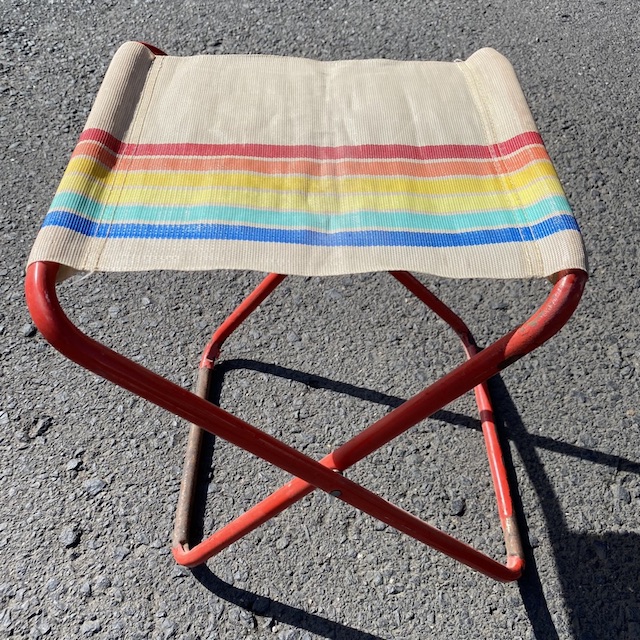 STOOL, Camp - Folding Rainbow Stripe Metal